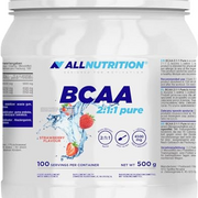 ALLNUTRITION BCAA Max Support Pulver/Kapseln Komplex aus verzweigtkettigen Aminosäuren Glutamin Taurin Leucin Valin Isoleucin Muskelregeneration 500 g Erdbeere