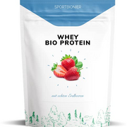 BIO WHEY Protein-Pulver Erdbeere 500 g - 100 % Natürlicher Eiweißshake nur 2 Zutaten & ohne Zusatzstoffe – Hochwertiges Eiweißpulver aus Bio-Milch - Hergestellt in Österreich
