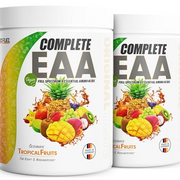 EAA Pulver 2x500g TROPICAL FRUITS - 12.500mg essentielle Aminosäuren, unglaublich lecker & erfrischend, COMPLETE EAA mit allen 9 EAAs inkl. Histidin. EAA vegan Aminosäuren Pulver - Amino Workout Drink