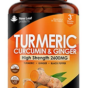 Turmeric Tablets 2600mg with Black Pepper & Ginger - 95% Curcumin Extract -180 Tablets (3 Months) High Strength Active Turmeric Supplements Not Turmeric Capsules,by New Leaf