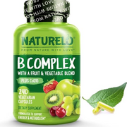 NATURELO B Complex (One Daily) - Food-Based Blend - All B-Vitamins - Vitamin B6, Folate, B12, Biotin, Niacin, CoQ10 - Best Natural Supplement for Energy - 240 Vegan Capsules | 8 Month Supply