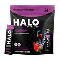 Halo Hydration Berry - Electrolyte Drink Powder Sachets - Dietary Supplement, Rich in Vitamin C & Zinc, Complete Hydration - Keto, Vegan & Low Calorie - 24 Servings