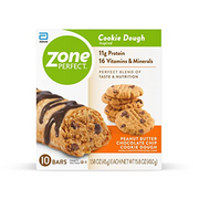 ZonePerfect Protein Bars, 16 vitamins & minerals, 11g protein, Nutritious Snack Bar, Peanut Butter Chocolate Chip Cookie Dough, 10 Count
