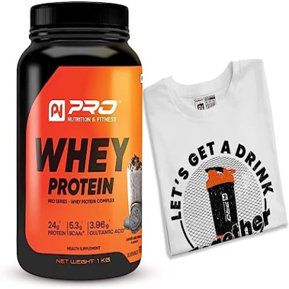 VR USA Fomulated Whey Protein Powder, 24g Protein, 5.3g BCAA, 3.96g Glutamine – 30 Servings (Cookies and Cream) with T-Shirt Free Size