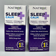 Natrol Sleep Calm Melatonin L-Theanine Lemon Balm 2PK x 30 Capsules Exp 2/25