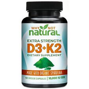 Why Not Natural Vitamin D3 K2 (MK-7) with Organic Spirulina, 10000 IU Extra Stre