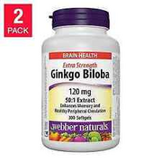 WEBBER NATURALS Ginkgo Biloba 120 mg Extrait 2 x 300 Softgels 100099734