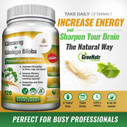 Ginseng and Ginkgo Biloba - Premium Green Superfood Increased Focus and Energy