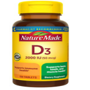 Nature Made Vitamin D3 2000 IU (50 mcg), 100 Tablets 031604026738VL