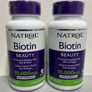 2 x Natrol Biotin Beauty 10,000 mcg Healthy Hair Skin Nails 200 Tablets Exp 8/24
