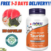 Taurina 1,000 mg, Doble Potencia, Salud del Sistema Nervioso, 100 Cápsulas Vegan
