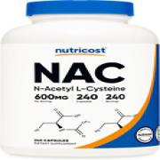 Nutricost N-Acetyl L-Cysteine (NAC) 600mg, 240 Vegetarian Capsules - Vegan, Non