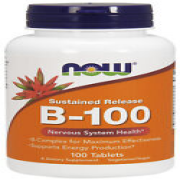 NOW Foods Vitamin B-100 Sustained Release for Nervous System Health 100 Tablets
