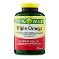 Spring Valley Triple Omega, Fish, Flax, Borage Oil Softgel, Heart Health, 120 Ct