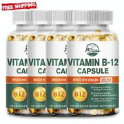 Vitamin B12 (Methylcobalamin) 1000mcg, 120/240/480 Capsules - Non-GMO SPIRULINA