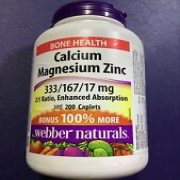 Webber Naturals Calcium Magnesium with Zinc 2:1, 200 caplets