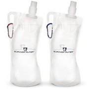 1L Clear Collapsible Water Bottles - Travel, Hiking, Foldable, BPA-Free - 2 x...