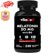Melatonin 20mg High Potency Natural Sleep Aid Berry Flavor 240 Fast Dissolve TAB