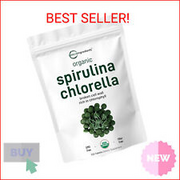 Organic Chlorella Spirulina Tablets, 3000mg Per Serving, 720 Counts, 4 Months Su