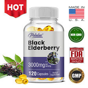 Sambucus Black Elderberry Capsules 3000mg-Enhance Immunity, Non-GMO, Gluten Free