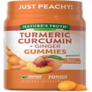 Nature's Truth Vegan Turmeric Curcumin Gummies | 70 Count | Plus Ginger | Peach