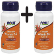 (360 g, 55,66 EUR/1Kg) 2 x (NOW Foods Vitamin D-3, 1.000 IU (Chewable) - 180 ch