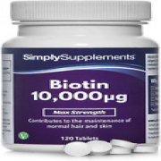 Biotin 10.000Μg - 120 Tabletten - Geeignet Für Veganer - Simplysupplements