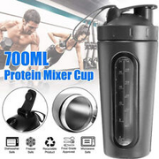 Protein Shaker Edelstahl 700ml Trinkflasche Eiweiß Shaker Fitness + BlenderBall