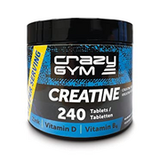 240 Crazy GYM Creatine Tablets. 5100 mg of Real Creatine per Day. Plus Vitamins. Laboratory Tested. for Better Results. (Natural Flav. e)