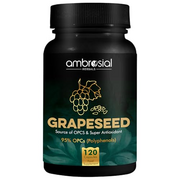 Ambrosial Grape Seed Extract Capsules | 95% OPCs Polyphenols | High Strength Grape Seed Supplement | Strong Antioxidant | Pack of 1-120 Vegan Capsules