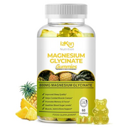 Izkan- Magnesium Glycinate Gummies 1600mg - Sugar Free Magnesium Supplement with Calcium, Potassium Vitamin D, B6 & CoQ10 for Calm Mood & Muscle, Sleep Support 60 Gummies (1X)