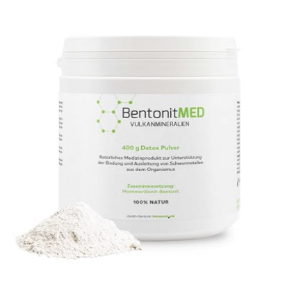 Bentonit MED Premium Montmorillonit, ultrafeines Detox-Pulver 400g, Medizinprodukt, Apothekenqualität, Darmreinigung, Schwermetalle Ausleiten, Entgiftungskur, Vulkanmineralien, Heilerde, Darmreinigung