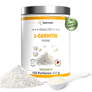 L-Carnitin Pure 400 g - reines Pulver ohne Zusätze - 133 Portionen 3000 mg Carnitinpulver - 100% L-Carnitin Tartrat – Laborgeprüft – Vegan – Hochdosiert - Premium Qualität