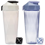 Keelo Bottle Classic & 28oz Blender Shaker Bottle | Protein Shaker Bottle with Diamond Agitator | Shaker Cup with Carrying Handle and Dishwasher Safe | 2-Pack Light Blue & White