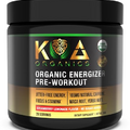 KOA Organics- USDA Organic Pre Workout Powder for Men & Women - Natural Vegan Organic Energizer w/165mg Organic Caffeine, Maca Root, Yerba Mate + Herbs for Energy & Focus - Strawberry Lemonade - 150g