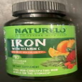 NATURELO Vegan Iron Supplement with Vitamin C and Organic Whole Foods - 90 ct
