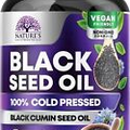 Black Seed Oil 1000mg, Premium Cold Pressed, Non-GMO, Vegan, Premium Blackseeds
