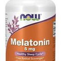 NOW Foods Melatonin, 5 mg, Healthy Sleep Cycle, 180 Veg Capsules, Exp 11/2025