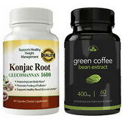 Konjac Root Healthy Weight Loss & Green Coffee Bean Fat Burner Capsules Combo