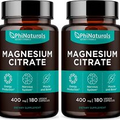 Phi Naturals Magnesium Citrate 400mg 180 Capsules (2 Bottle Pack)
