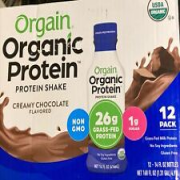 Orgain, 12-14 fl oz (case) Organic 26g Grass Fed Protein Shake, Creamy Chocolate
