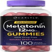 Melatonin Gummies 12Mg | 100 Count | Natural Berry Flavor | Vegan Supplement..