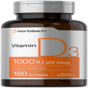 Vitamin D3 1000IU Softgels (25mcg) | 180 Count | Non-GMO | by Horbaach