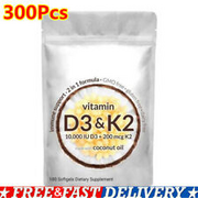 Vitamin D3 K2 Supplement Coconut Oil Softgels 300 PCS Capsules