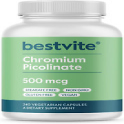 BESTVITE Chromium Picolinate 500Mcg (240 Vegetarian Capsules) - No Stearates - N