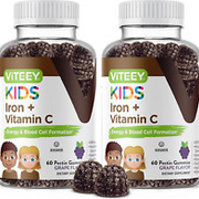 Iron Gummies for Kids with Vitamin C - Supports Energy, Blood Cell Formulation,