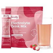 FlavCity Raspberry Lychee Electrolytes Drink Mix 28 On-The-Go Stick Packs - H...