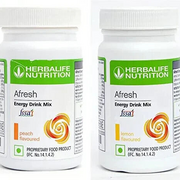 Pack of 2 Herbalife Afresh Energy Drink Mix Lemon & Peach Flavor 50gm Each