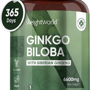 Ginkgo Biloba 6000mg & Ginseng 600mg per Tablet - 365 High Strength Vegan Ginkgo