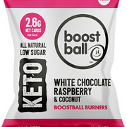 Boostballs Burners Keto Snacks Low Carb Vegan, White Chocolate Raspberry Bites,